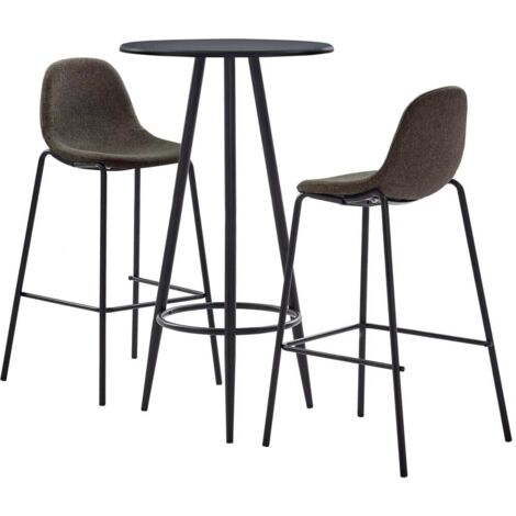 Ensemble de bar 3 pcs  Meuble de Jardin/bistro  Ensemble table et chaises Tissu Gris foncé CNEI563045 (1/5)