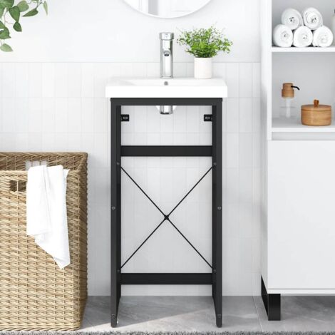 Bâti support pour lavabo,Cadre de lavabo de salle de bain,Encadrement de lavabo Noir 40x38x83 cm Fer CNEI876068