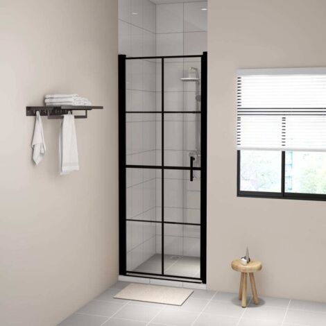 Porte de douche Verre trempé 81x195 cm Noir - The Living Store (1/5)