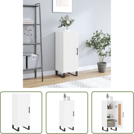 The Living Store Buffet blanc 34,5x34x90 cm bois d'ingénierie - Buffet - Meuble De Rangement - Armoire - Commode - Mobilier (1/5)