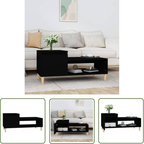 Furniture Limited - Table basse Noir 100x50x45 cm Bois d'ingénier (1/5)