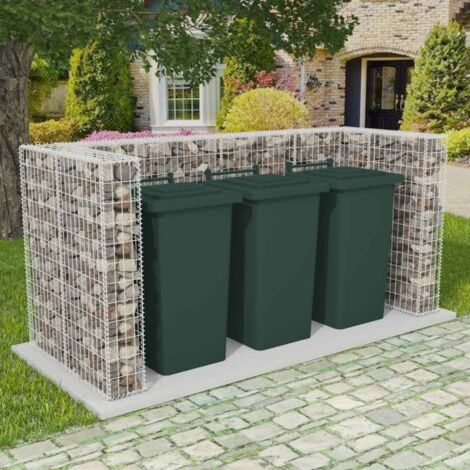 Cadre de gabion de poubelle Panier de gabion Poteau à panier de gabiontriple Acier 250 x 100 x 120 cm KOL5438 (1/5)