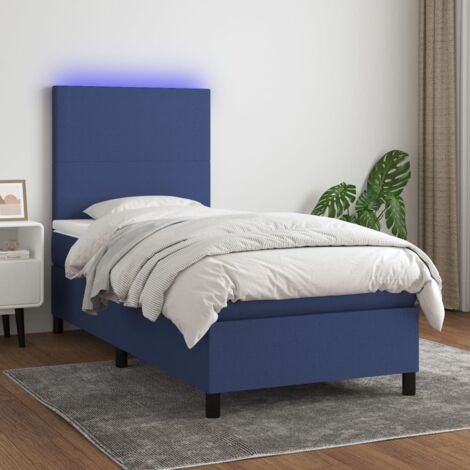 Sommier tapissier avec matelas et LED  Sommier pour Adulte et Enfant  Lit adulte Bleu 90x190 cm Tissu XRKJY2165933 (1/5)