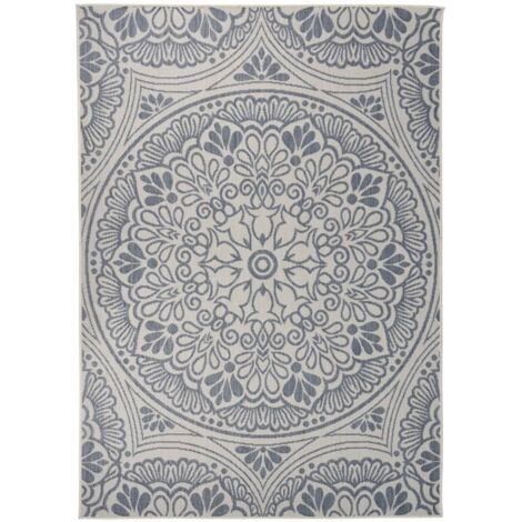 Tapis à tissage plat d'extérieur 120x170 cm Tapis pour Entrée, Chambre, Balcon, Jardin Motif bleu BZTE702082 (1/5)