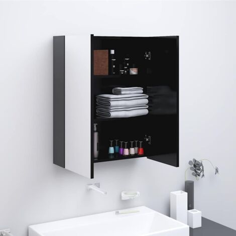 Armoire à miroir de salle de bain Cadre de miroir Meuble de rangement 60x15x75 cm MDF Anthracite RTJEX746774 (1/5)