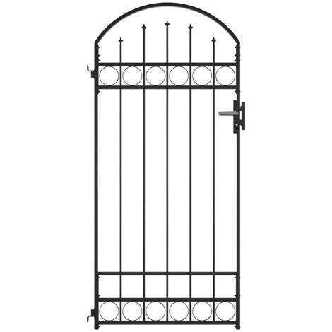 Portail de jardin  Portail de clôture  Portillons de jardin avec dessus arqué Acier 89x200 cm Noir XRJR451287 (1/5)