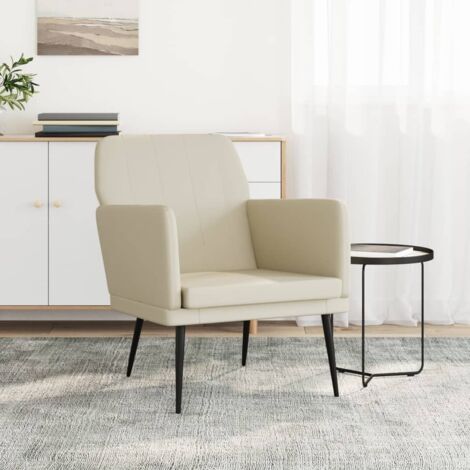 Fauteuil Salon Confortable, Chaises pour Salon, Siège élégant pour Chambre Crème 61x78x80 cm Similicuir ZSD89374 (1/5)