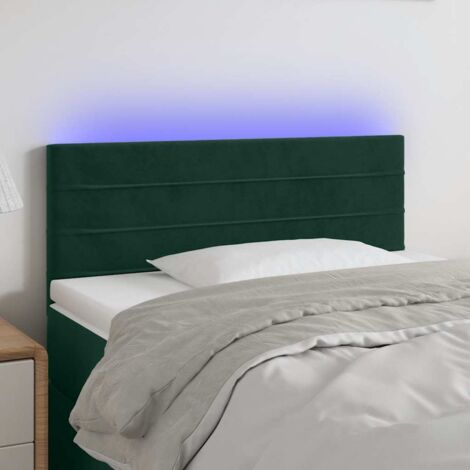 Tête de lit avec lumière LED，Panneau de lit pour Lit adulte，Décoration murale Vert foncé 100x5x78/88 cm Velours XZZ90021 (1/5)