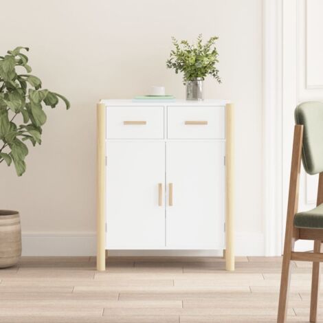 Buffet，Bahut， Meuble de Rangement pour Salon, Bureau Blanc 62x38x75 cm Bois d'ingénierie, Armoire de Rangement FBV75323 (1/5)