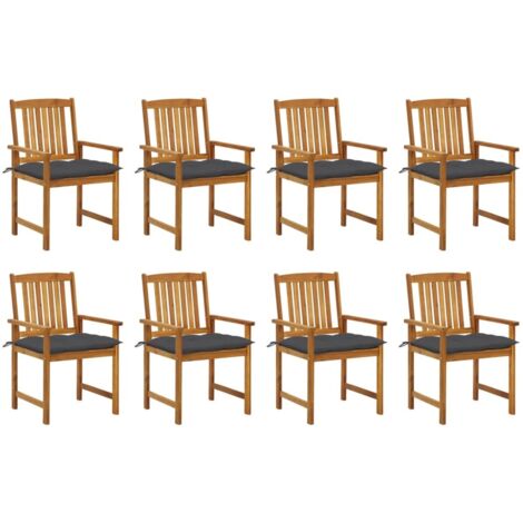 Lot de 8 Chaises/Fauteuils de jardin avec coussins Bois d'acacia solide -TF87152 (1/5)