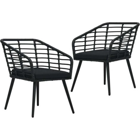 Lot de 2 Chaises de jardin Siège de Terrasse Fauteuil de jardin avec coussins Résine tressée Noir DHNET8392646 (1/5)