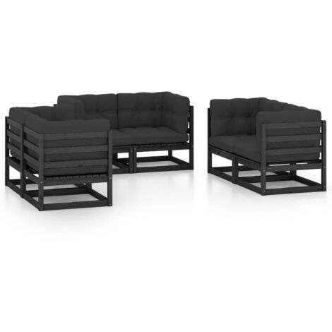 Salon de jardin 6 pcs,Mobilier de terrasse,Table et Chaise pour Relax avec coussins Bois de pin massif -YZ861119 (1/5)