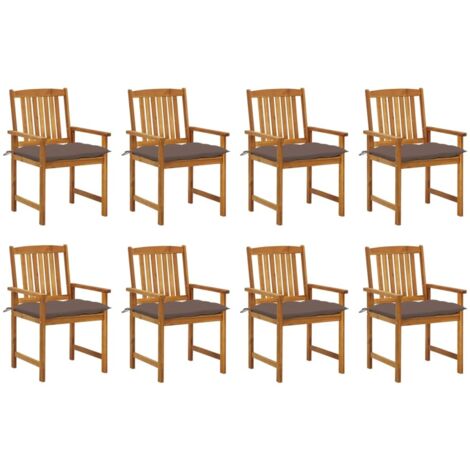 8 pcs Chaises de jardin avec coussins Siège de Terrasse Fauteuil de jardin Bois d'acacia solide DHNET5053638 (1/5)