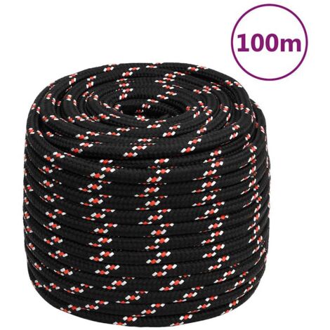Corde de bateau,Cordage,Ligne de remorquage pour Kayak et Canoë Noir 16 mm 100 m Polypropylène RIJMHX27112947 (1/5)