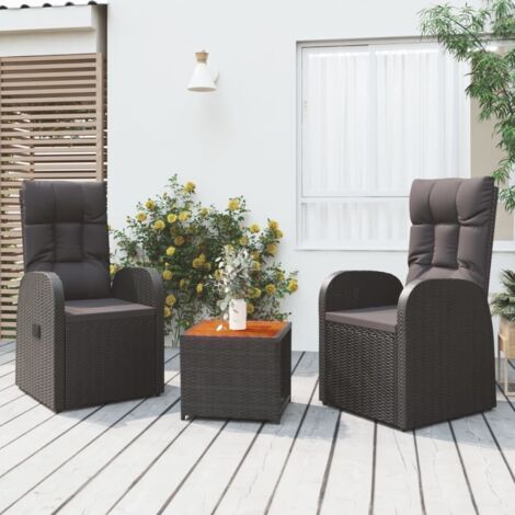 3 pcs Ensemble de salon de jardin Mobilier d'Extérieur Ensemble de Table et bancs Terrasse Restaurant noir poly rotin et acacia XFNRX164328 (1/5)