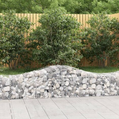 9 pcs Paniers à gabions Clôture de jardin Mur en Gabion Cage à Pierres de Jardin décoratif arqués 200x50x40/60 cm fer galvanisé DBEB8660788 (1/5)