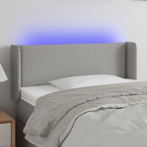 Tête de lit avec lumière LED,Panneau de lit pour Lit adulte,Décoration murale Gris clair 93x16x78/88 cm Tissu XZZ27822 (1/5)