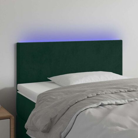 Tête de lit avec lumière LED，Panneau de lit pour Lit adulte，Décoration murale Vert foncé 80x5x78/88 cm Velours XZZ75689 (1/5)