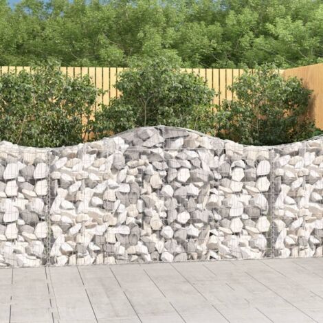 3 pcs Paniers à gabions Clôture de jardin Mur en Gabion Cage à Pierres de Jardin décoratif arqués 200x30x100/120 cm Fer galvanisé DBEB2755631 (1/5)
