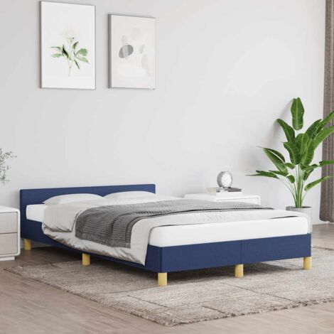 Lit adulte avec tête de lit, Lit double Cadre de lit Bleu 120x200 cm Tissu MEMV449378 (1/5)