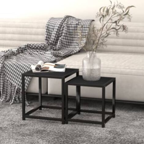 Lot de 2 Tables à thé Bout de canapé Table d'Appoint MDF Noir BZTHBS885143 (1/5)