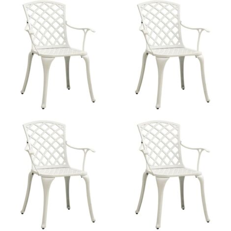 Lot de 4 Chaises de jardin Siège de Terrasse Fauteuil de jardin Aluminium coulé Blanc DHNET4220796 (1/5)