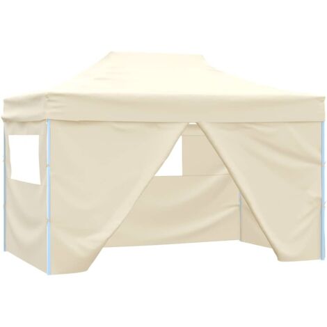 Tente de réception pliable,Tonnelle de Jardin,Chapiteau,Barnum avec 4 parois 3x4 m Acier Crème XZZ82071 (1/5)