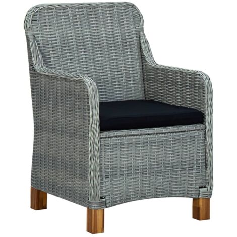 INLIFE Chaises de jardin avec coussins 2 pcs Résine tressée Gris clair (1/5)