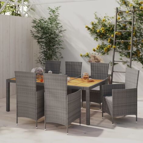 7 pcs Salon de jardin Salon d'extérieur Ensemble Meuble de Jardin Mobilier d'Extérieur avec coussins Résine tressée Gris XFNRX721014 (1/5)