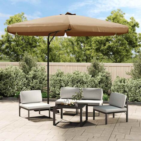 Parasol d'extérieur, Parasol de balcon avec mât, Parasol jardin, Protection Solaire en acier 300 cm Taupe HNDX630618 (1/5)