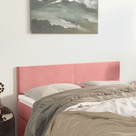 Lot de 2 Têtes de lit,Panneau de lit,Pour Lit adulte,Décoration murale Rose 72x5x78/88 cm Velours XZZ402205 (1/5)