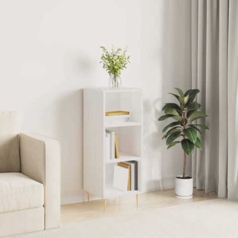 Buffet，Bahut，Meuble de Rangement pour Salon, Salle à Manger, Cuisine blanc brillant 34,5x32,5x90 cm bois d'ingénierie XZZ385011 (1/5)