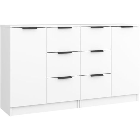 Buffets 2 pcs blanc 60x30x70 cm Bois d'ingénierie (1/5)