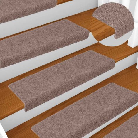 Tapis d'escalier de marches 10 pcs,Marchettes d'escalier,Protections d'escalier Marron 65x21x4 cm Aiguilleté DVNEI142249 (1/5)