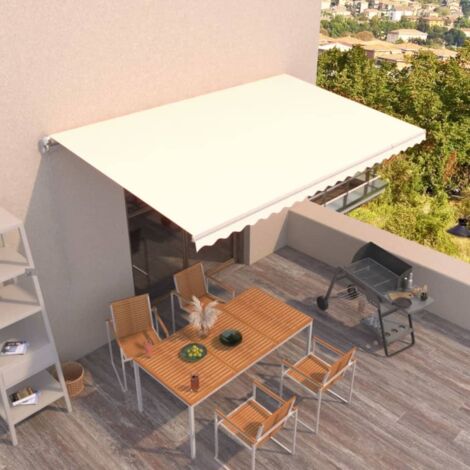 Auvent manuel rétractable Store banne Marquise 500x300 cm Crème NDTN1496859 MaisonChic (1/5)