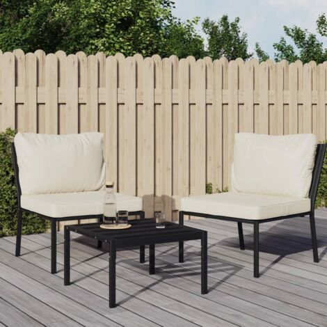 Lot de 2 Chaises de jardin Siège de Terrasse Fauteuil de jardin avec coussins sable 60x74x79 cm acier DHNET9924656 (1/5)
