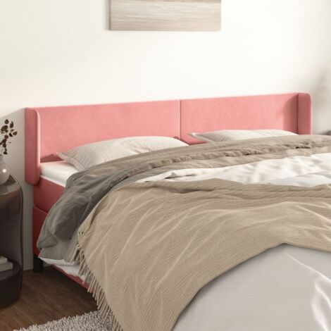 Tête de lit avec oreilles  Panneau de lit pour Lit adulte  Décoration murale Rose 183x16x78/88 cm Velours FOGHJ89179 (1/5)