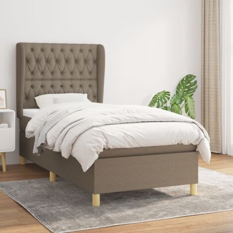 Lit à sommier tapissier avec matelas - Lit Adulte - Meuble de Chambre à Coucher - Taupe 90x200 cm Tissu VSGS167531 (1/5)