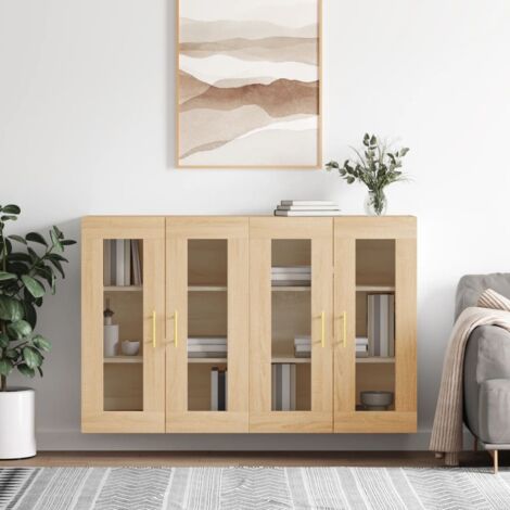 Lot de 2 Armoires murales,Armoire de rangement,Armoire suspendue chêne sonoma bois d'ingénierie CNEI943372 (1/5)