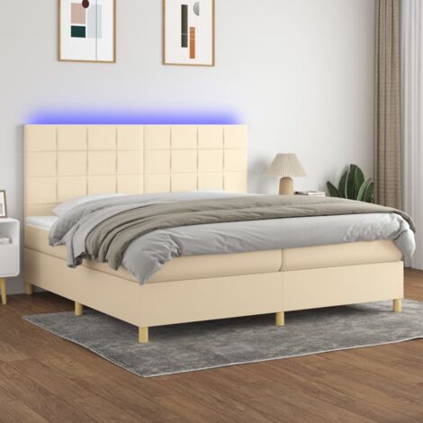 Sommier tapissier et matelas et LED Sommier pour Adulte et Enfant Lit adulte Crème 200x200 cm Tissu XRKJY3256676 (1/5)