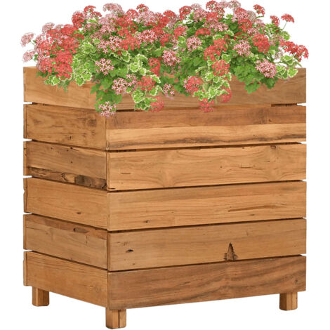 Jardinière,Lit surélevé,Pot de Fleurs 50x40x55 cm Bois massif de teck et acier XZZZ435053 (1/5)