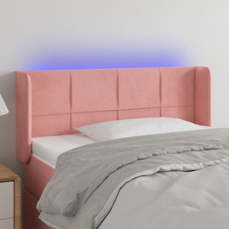 Tête de lit avec lumière LED,Panneau de lit,Décoration murale Rose 103x16x78/88 cm Velours XJDT317178 (1/5)