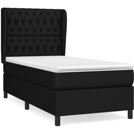 Lit Adulte - Lit à sommier tapissier avec matelas - Meuble de Chambre à Coucher - Noir 90x190 cm Tissu XEJZT139150 MaisonChic (1/5)