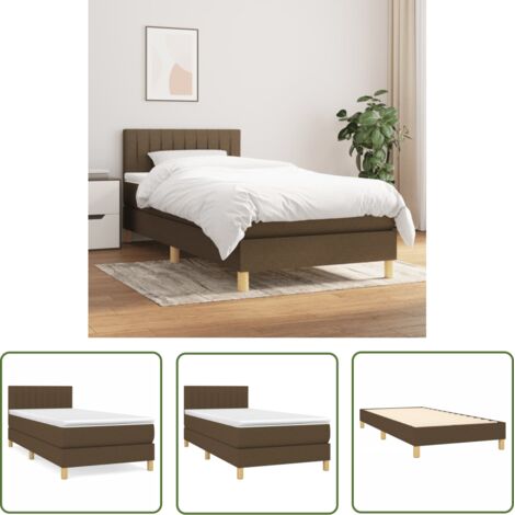The Living Store Sommier à lattes de lit avec matelas Marron foncé 100x200 cm - Lit Double - Lit Tapissier - Literie - Chambre À Coucher - Matelas À Ressorts Ensachés (1/5)