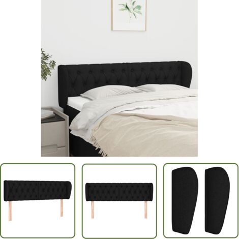 Furniture Limited - Tête de lit avec oreilles Noir 147x23x78/88 c (1/5)