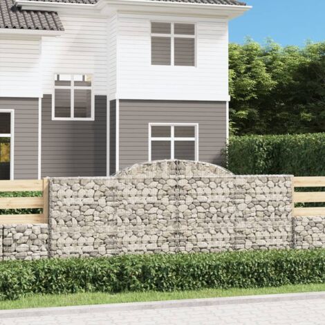 9 pcs Paniers à gabions Clôture de jardin Mur en Gabion Cage à Pierres de Jardin décoratif arqués 300x50x120/140 cm fer galvanisé DBEB5158396 (1/5)