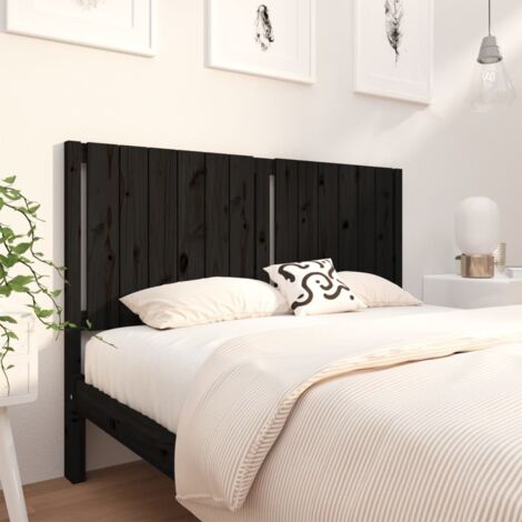Tête de lit，Panneau de lit，Pour Lit adulte Noir 145,5x4x100 cm Bois massif de pin XZZ65528 (1/5)