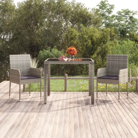Lot de 2 Chaises de jardin avec coussins Siège de Terrasse Fauteuil de jardin Résine tressée Gris DHNET5647016 (1/5)