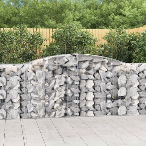 9 pcs Paniers à gabions Clôture de jardin Mur en Gabion Cage à Pierres de Jardin décoratif arqués 400x50x100/120 cm Fer galvanisé DBEB1429321 (1/5)