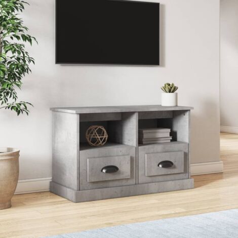 Meuble TV Banc TV Moderne Meuble de Rangement gris béton 80x35x50 cm bois d'ingénierie XHET88725 (1/5)